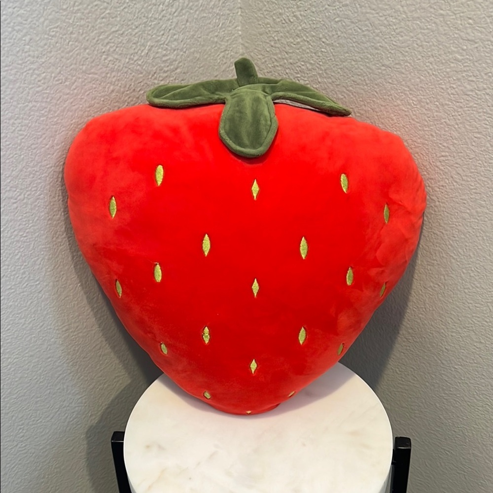 Red Strawberry Plush Pillow - Picture 2 of 2